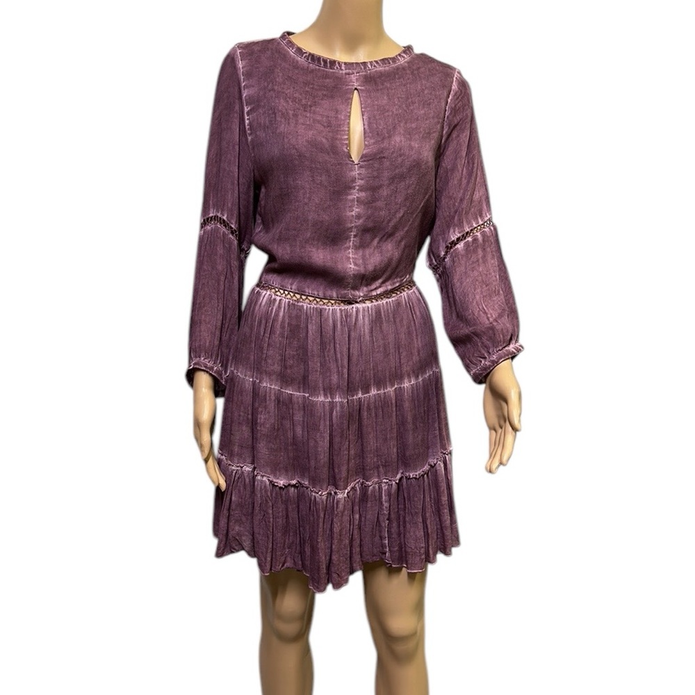Sea Gypsies Forever Flounce Keyhole Burgundy 3 Quarter Slv Dress Juniors Large
